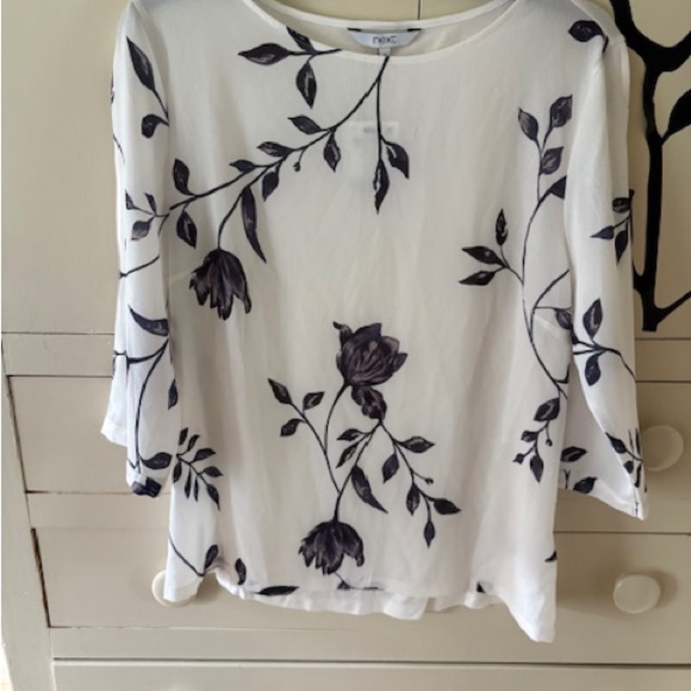 Black and White Floral Blouse